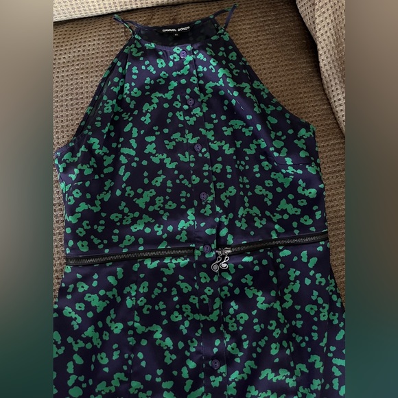 Samuel Dong green flowered zipper dress extra small - Picture 4 of 4